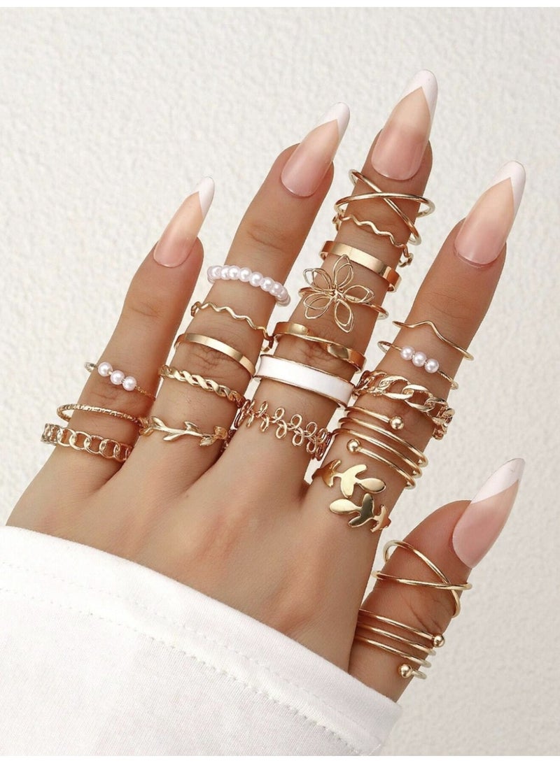 veya WOMEN’S VINTAGE GEOMETRIC RINGS SET – 22 PIECES - Image 1